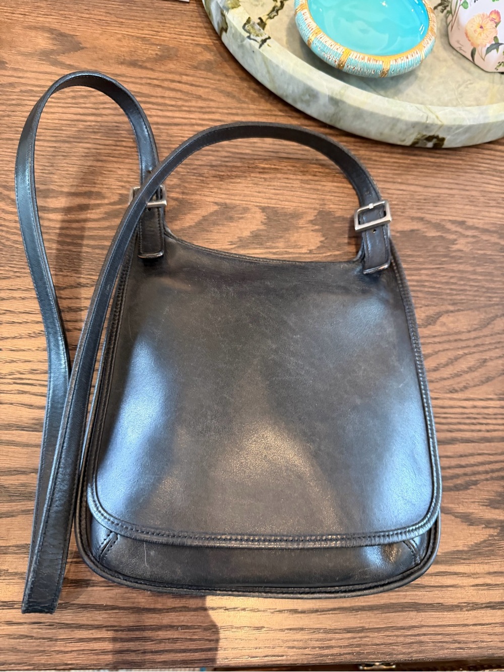Coach Vintage Black Hippie Flap bag /Leather Crossbody Bag